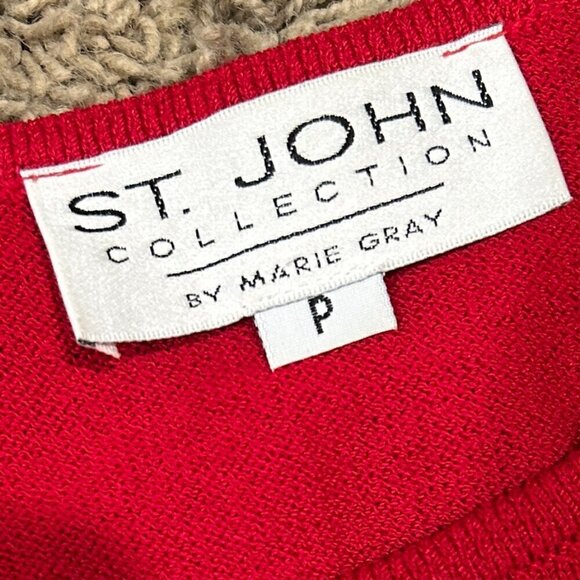 St. John Collection by Marie Red Santana Knit Star Tank Top Crop Sz P - Picture 6 of 8